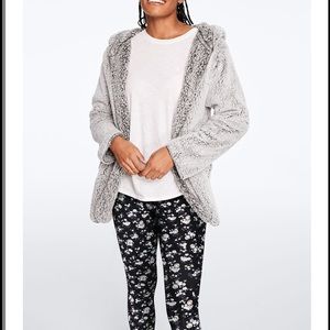 NEW Victoria Secret PINK Grey Sherpa Cardig Jacket